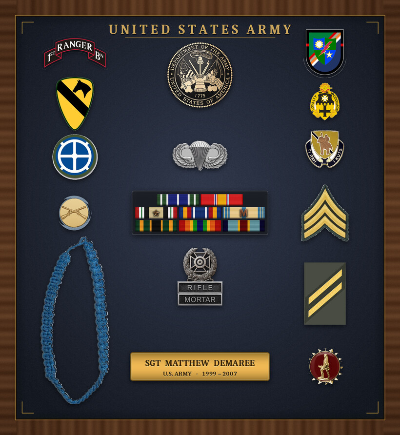 SGT Matthew Demaree — U.S. Army shadow box